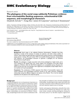 The Phylogeny of the Social Wasp Subfamily Polistinae: Evidence from Microsatellite Flanking Sequences, Mitochondrial COI Sequence, and Morphological Characters