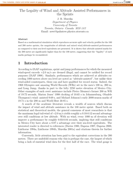 The Legality of Wind and Altitude Assisted Performances in the Sprints J