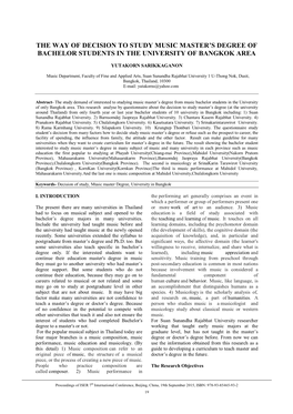 The Way of Decision to Study Music Master's Degree of Bachelor Students in the University of Bangkok Area