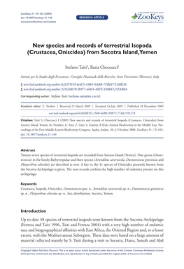 Crustacea, Oniscidea) from Socotra Island