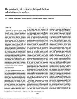 The Practicality of Vertical Cephalopod Shells As Paleobathymetric Markers