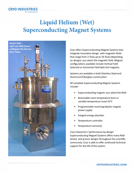 Liquid Helium Superconducting Magnet