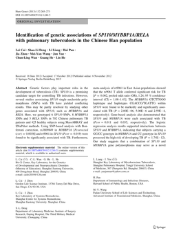 Identification of Genetic Associations of SP110/MYBBP1A/RELA With
