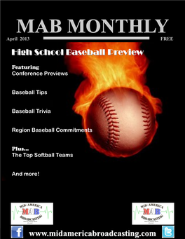 MAB MONTHLY April 2013 FREE Highhigh Schoolschool Baseballbaseball Previewpreview