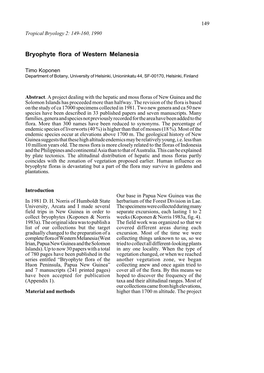 Bryophyte Flora of Western Melanesia