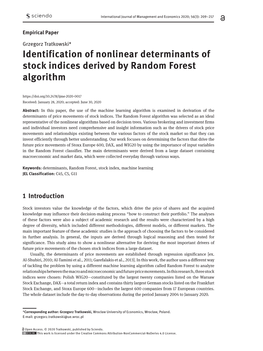 Identification of Nonlinear Determinants of Stock Indices Derived by Random Forest Algorithm