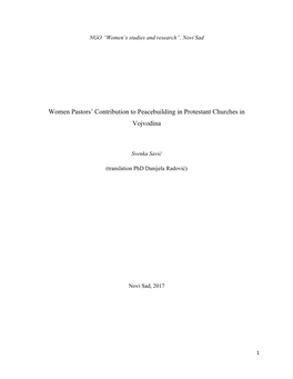 Women Pastors' Contribution to Peacebuilding in Protestant