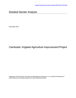 Irrigated Agriculture Improvement Project: Detailed Gender Analysis
