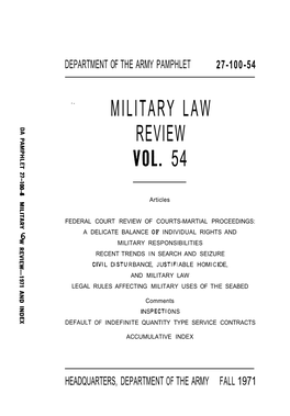 Military Law Review Vol. 54 Y I
