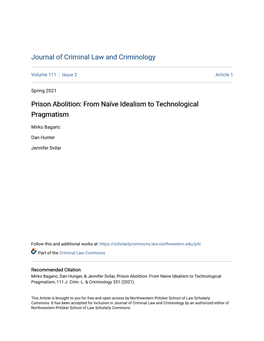 Prison Abolition: from Naïve Idealism to Technological Pragmatism