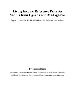 Living Income Reference Price for Vanilla from Uganda and Madagascar