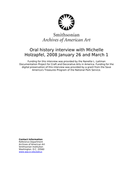 Oral History Interview with Michelle Holzapfel, 2008 January 26 and March 1