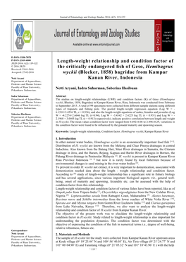 Length-Weight Relationship and Condition Factor of the Critically