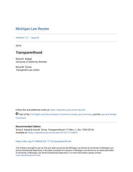 Michigan Law Review Transparenthood