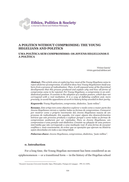 The Young Hegelians and Politics Uma Política Sem Compromisso: Os Jovens Hegelianos E a Política