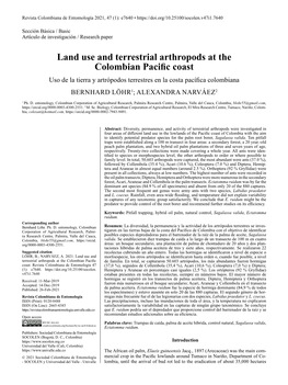 Land Use and Terrestrial Arthropods at the Colombian Pacific Coast / Uso