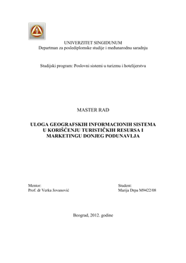 Master Rad Uloga Geografskih Informacionih