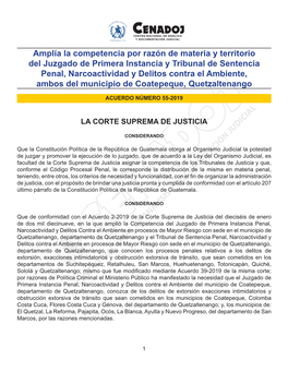 Amplía La Competencia Por Razón De Materia Y Territorio Del Juzgado De