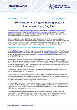 ISU Grand Prix of Figure Skating 2020/21 Rostelecom Cup, Day Two