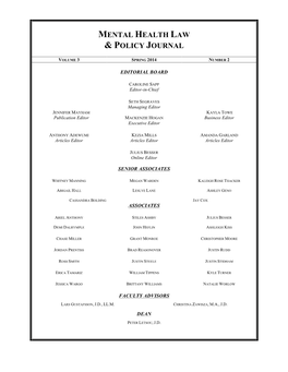 Mental Health Law & Policy Journal