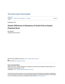 Genetic Differences in Resistance of Scotch Pine to Eastern Pineshoot Borer