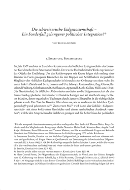 Die Schweizerische Eidgenossenschaft – Ein Sonderfall Gelungener Politischer Integration?*