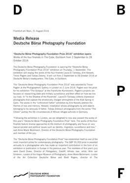 Media Release Deutsche Börse Photography Foundation