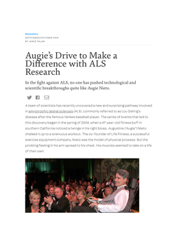 Augie's Drive to Make a Di Erence with ALS Research