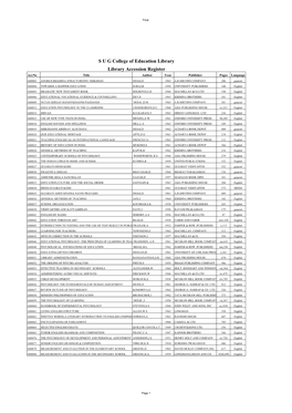 S U G College of Education Library Library Accession Register