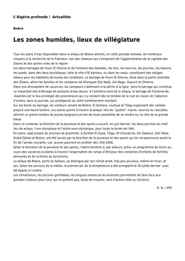 Les Zones Humides, Lieux De Villégiature: Toute L'actualité Sur Liberte-Algerie.Com