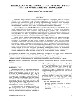 Stratigraphy and Reservoir Assessment of Pre-Givetian Strata in Northeastern British Columbia