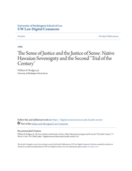 Native Hawaiian Sovereignty and the Second "Trial of the Century" William H