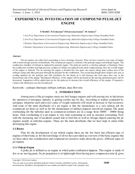 Experimental Investigation of Compound Pulse-Jet Engine