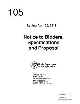 Notice to Bidders, Specifications and Proposal