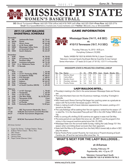 Mississippi State Women's Basketball 2011-12