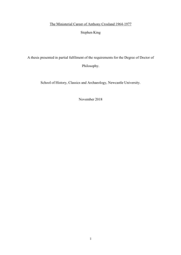 The Ministerial Career of Anthony Crosland 1964-1977