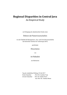 Regional Disparities in Central Java. an Empirical Study