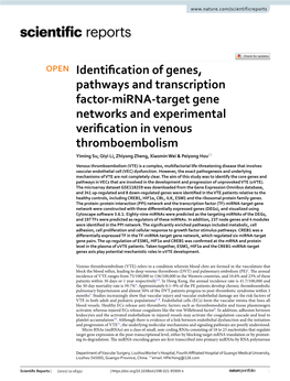 Identification of Genes, Pathways and Transcription Factor-Mirna-Target