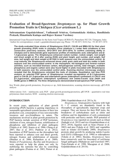 Evaluation of Broad-Spectrum Streptomyces Sp