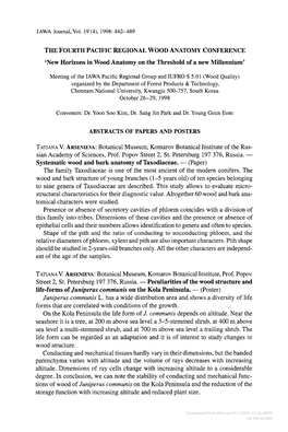 Downloaded from Brill.Com10/11/2021 01:58:48PM Via Free Access Abstracts 4Th Pacific Regional Wood Anatomy Conference 1998 443