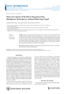 ACTA ENTOMOLOGICA 59(2): 391–401 MUSEI NATIONALIS PRAGAE Doi: 10.2478/Aemnp-2019-0030