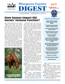 DIGEST Ca.Uky.Edu/Equine ❙ Thehorse.Com ❙ MAY 2015