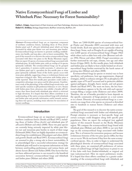 Native Ectomycorrhizal Fungi of Limber and Whitebark Pine: Necessary for Forest Sustainability?