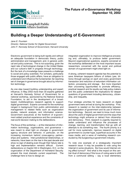 Building a Deeper Understanding of E-Government