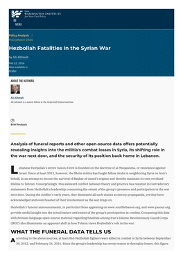 Hezbollah Fatalities in the Syrian War | the Washington Institute