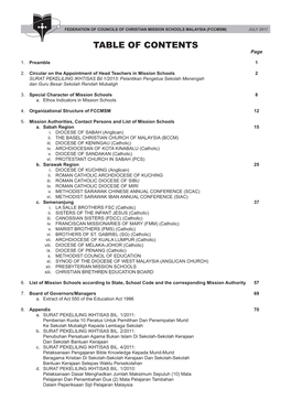 TABLE of CONTENTS Page