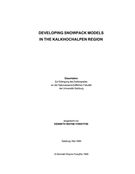 Developing Snowpack Models in the Kalkhochalpen Region