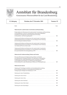 Amtsblatt Für Brandenburg, 2001, Nummer 52