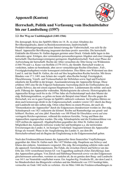 Appenzell (Kanton) Herrschaft, Politik Und Verfassung Vom Hochmittelalter Bis Zur Landteilung (1597)