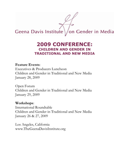 2009 Conference: Children and Gender in Traditional and New Media